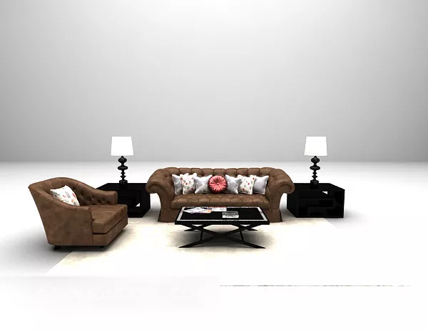 Leather Combination Sofa Furniture 3d model Leather Combination Sofa Furniture 3d model