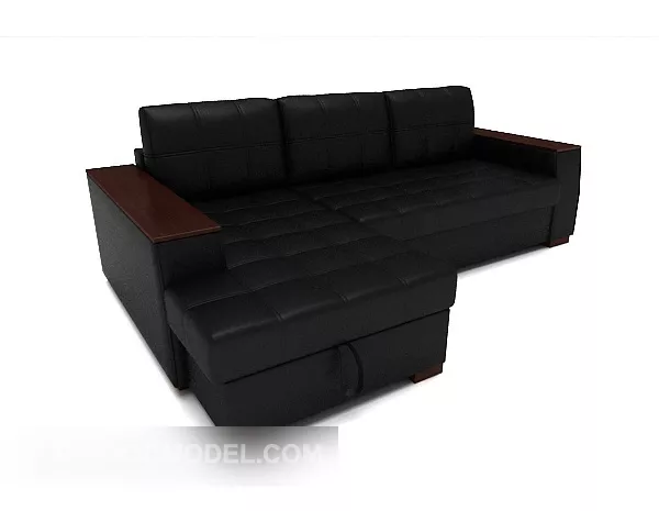 Leather Home Sofa Black 3d model Leather Home Sofa Black 3d model