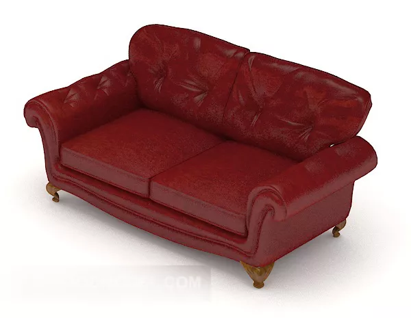 Leather Red Double Sofa 3d model Leather Red Double Sofa 3d model
