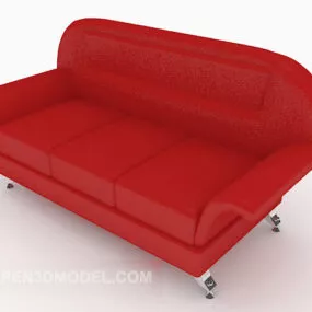 Leather Red Multiplayer Sofa 3d model