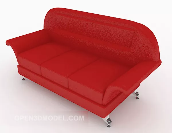 Leather Red Multiplayer Sofa 3d model Leather Red Multiplayer Sofa 3d model