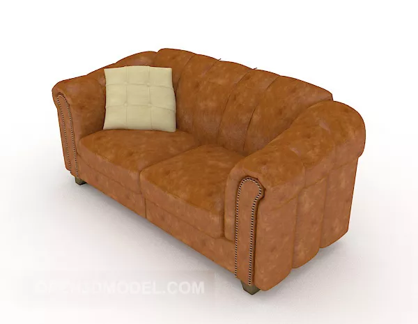 Leather Simple Double Sofa 3d model Leather Simple Double Sofa 3d model