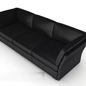 Leather Black Simple Multiplayer Sofa 3d model
