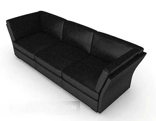 Leather Black Simple Multiplayer Sofa 3d model Leather Black Simple Multiplayer Sofa 3d model
