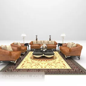 Leather Sofa Furniture With Carpet 3d model