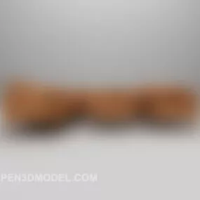 Brown Leather Sofa Combination Set 3d model