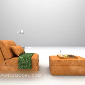 Orange Leather Sofa 3d model