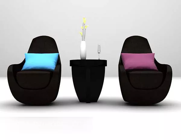 Black Leather Table And Chair 3d model Black Leather Table And Chair 3d model