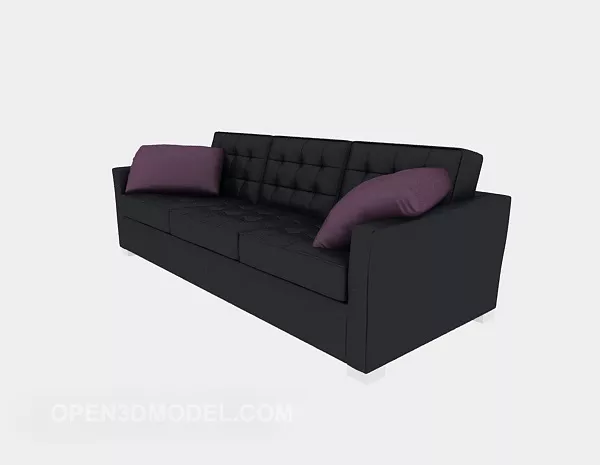 Leather Three-person Sofa 3d model Leather Three-person Sofa 3d model