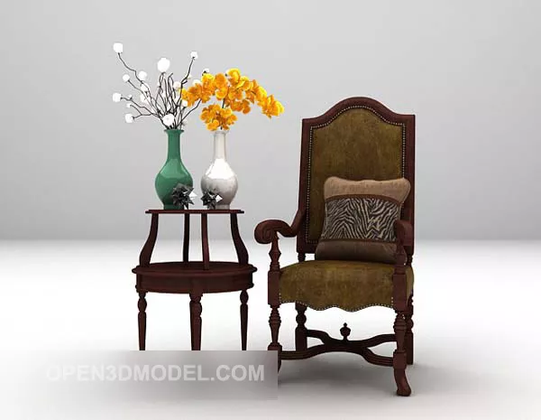 Leisure Chair With Round Table Combination 3d model Leisure Chair With Round Table Combination 3d model