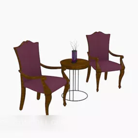 Retro Relaxing Chair Side Table 3d model