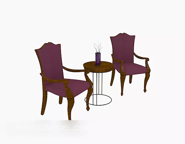 Retro Relaxing Chair Side Table 3d model Retro Relaxing Chair Side Table 3d model