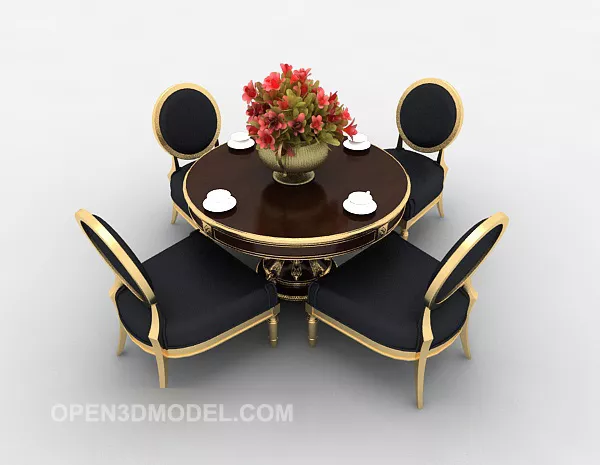 Four-person Table And Dinning Chair 3d model Four-person Table And Dinning Chair 3d model