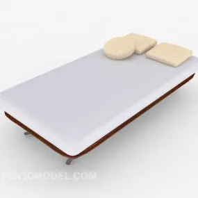 Minimalist Single Bed White Color 3d model
