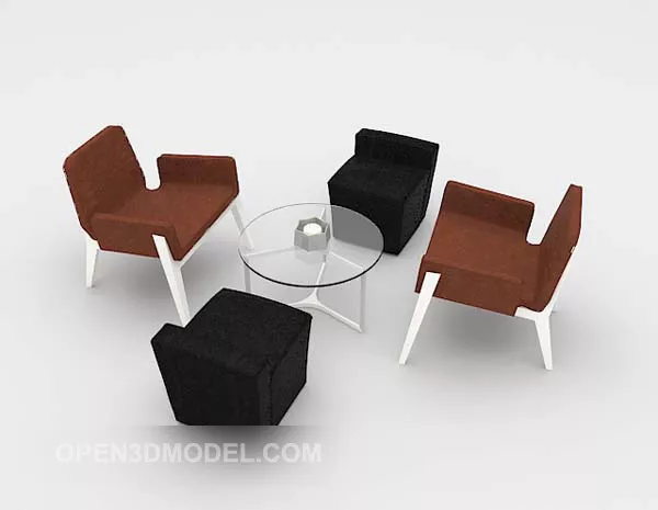 Glass Table And Brown Black Chairs 3d model Glass Table And Brown Black Chairs 3d model