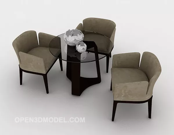 Room Three-person Table And Chair 3d model Room Three-person Table And Chair 3d model