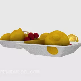 Lemon Fruit Plate 3d model