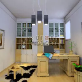 Old Study Room Interior 3d model