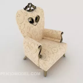 Light Beige European Sofa Wing Back 3d model