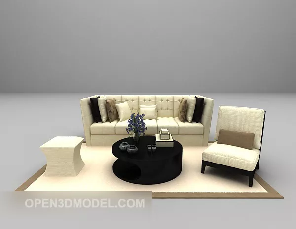 Light European Sofa Table With Carpet 3d model Light European Sofa Table With Carpet 3d model