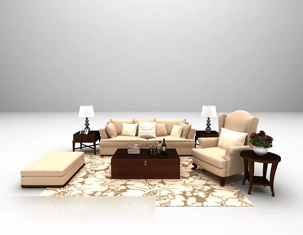 Light European Sofa 3d model Light European Sofa 3d model