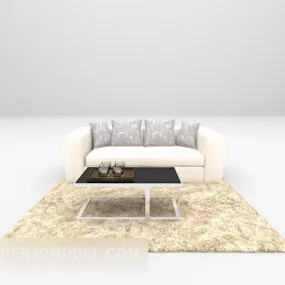 Light Sofa Brown Carpet 3d model