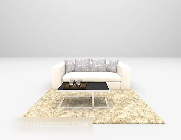 Light Sofa Brown Carpet 3d model Light Sofa Brown Carpet 3d model