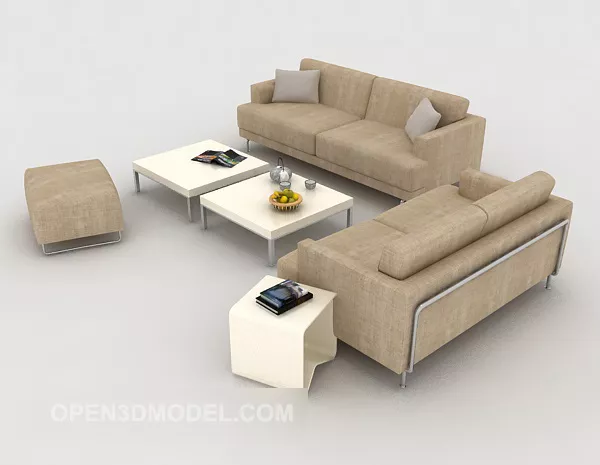 Light Brown Minimalist Sofa Sets 3d model Light Brown Minimalist Sofa Sets 3d model