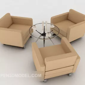Light Brown Table Chair Set 3d model