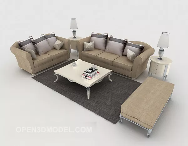 Light-colored Western Sofa Coffee Table 3d model Light-colored Western Sofa Coffee Table 3d model