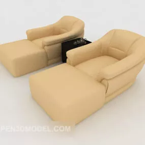 Light-colored Casual Single Sofa Furniture 3d model
