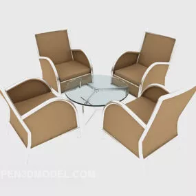 Light-colored Casual Table Chair Set 3d model
