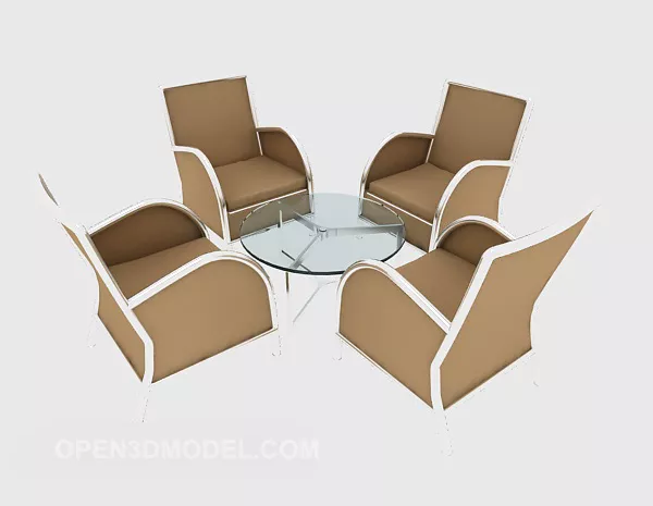 Light-colored Casual Table Chair Set 3d model Light-colored Casual Table Chair Set 3d model