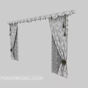 Light-colored Home Living Room Curtain 3d model