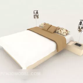Elegant Light Double Bed 3d model