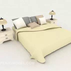 Light Green Minimalist Double Bed 3d model