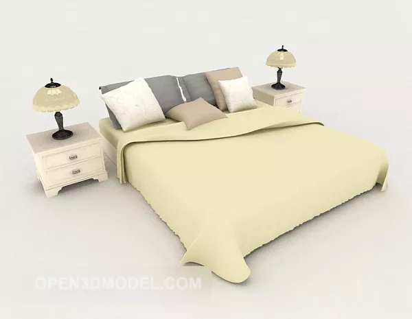 Light Green Minimalist Double Bed 3d model Light Green Minimalist Double Bed 3d model