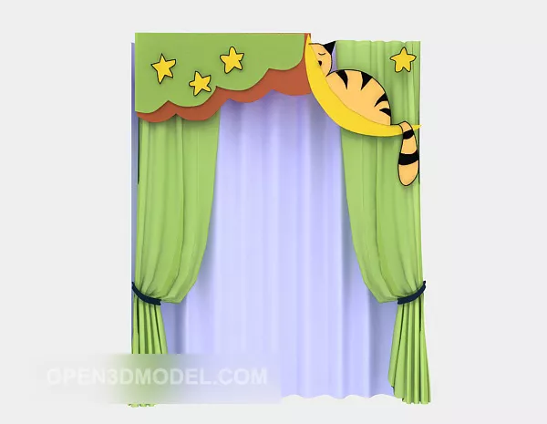 Light Green Screen Curtain 3d model Light Green Screen Curtain 3d model