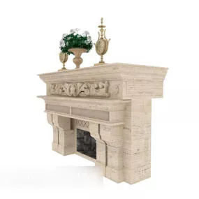 Light Grey Fireplace 3d model