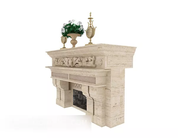 Light Grey Fireplace 3d model Light Grey Fireplace 3d model