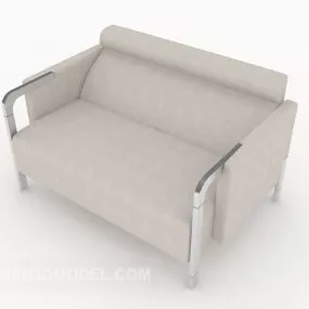 Light Grey Simple Double Sofa 3d model