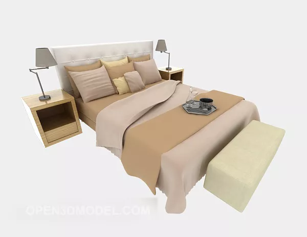 Light Modern Double Bed 3d model Light Modern Double Bed 3d model