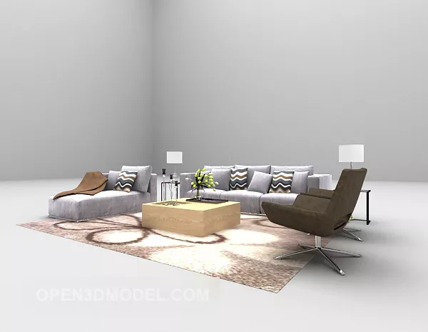 Light Purple Sofa Large Full Sets 3d model Light Purple Sofa Large Full Sets 3d model