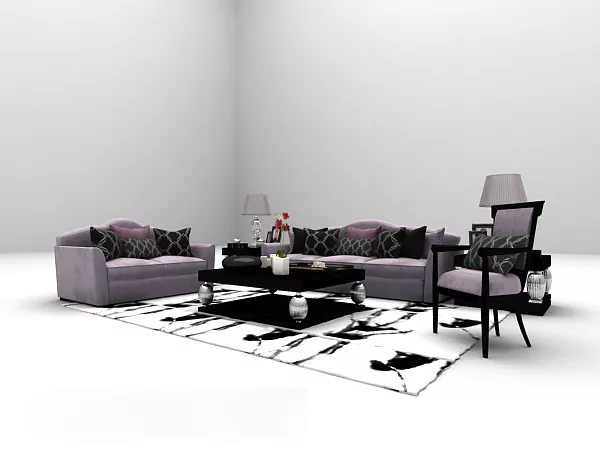 Light Purple Modern Sofa 3d model Light Purple Modern Sofa 3d model
