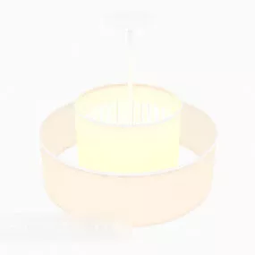 Light Round Chandelier Yellow Shade 3d model