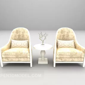 Beige Leather Single Sofa 3d model