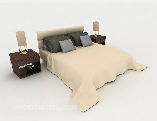 Light Wood Double Bed Design 3d model Light Wood Double Bed Design 3d model