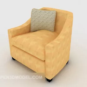 Light Yellow Fabric Single Sofa 3d model
