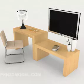 Light Yellow Table And Chair 3d model