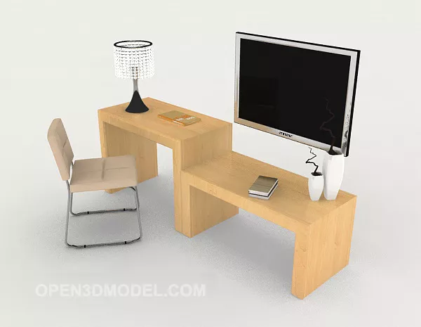 Light Yellow Table And Chair 3d model Light Yellow Table And Chair 3d model